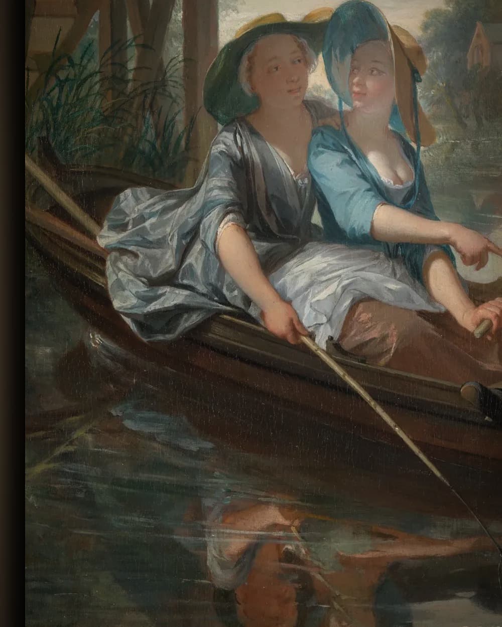 Materiaal en afwerking van Genrestuk met een elegant jong paar in een landschap in het wisselframe