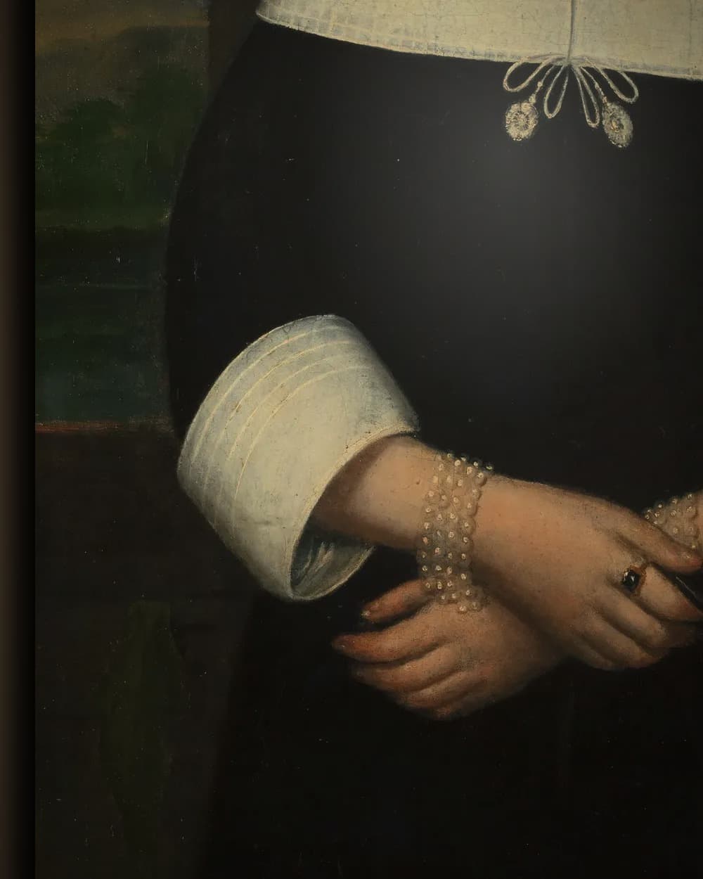 Materiaal en afwerking van Portret van een vrouw, bekend als het portret van Elisabeth in het wisselframe