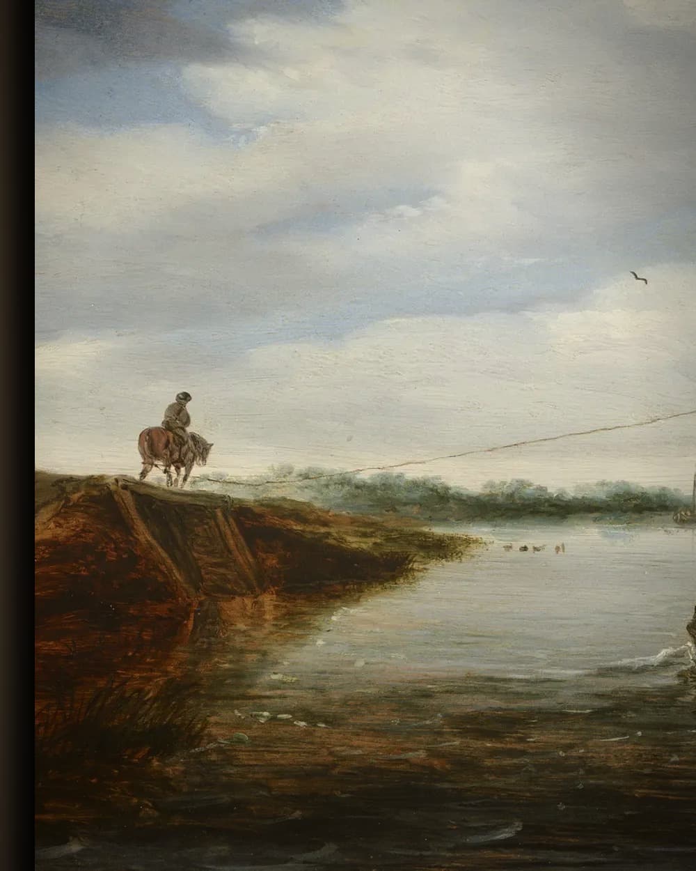 Materiaal en afwerking van Rivierlandschap met zeilboten in het wisselframe