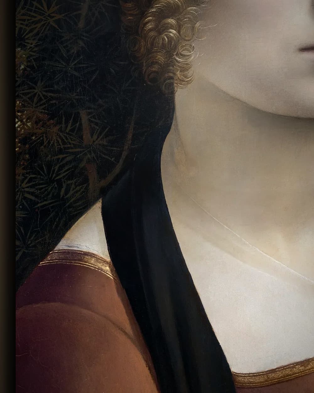Materiaal en afwerking van Ginevra de' Benci in het wisselframe