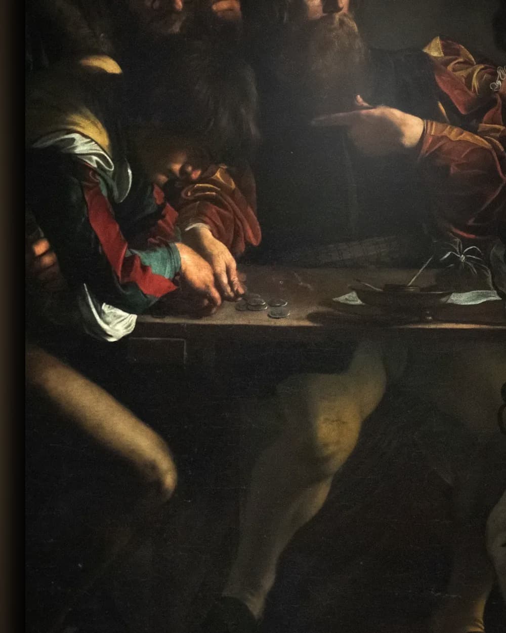Materiaal en afwerking van De roeping van Matteüs in het wisselframe