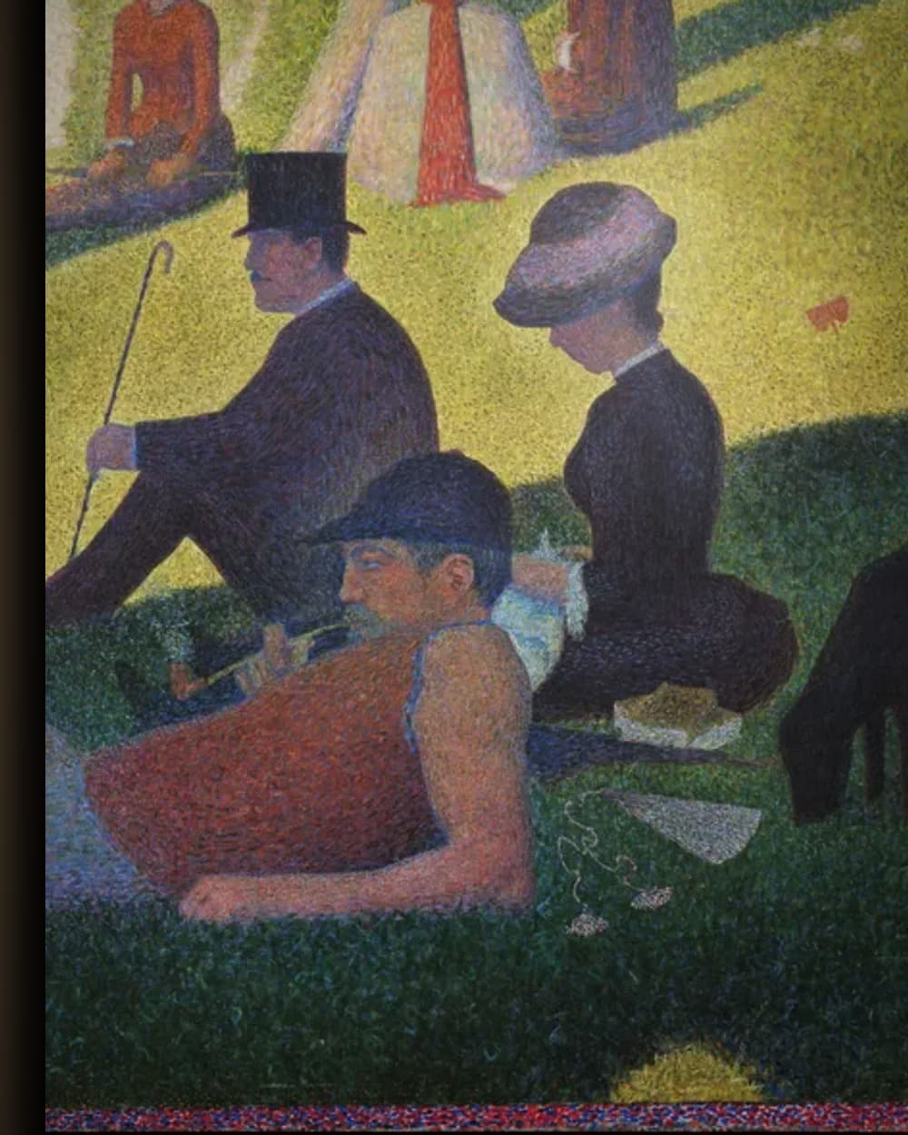 Materiaal en afwerking van Een zondagmiddag op het eiland La Grande Jatte in het wisselframe
