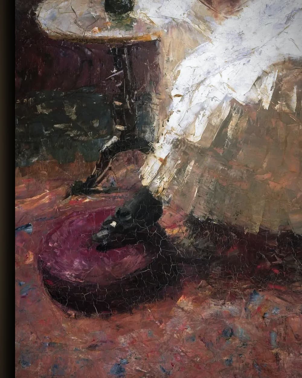 Materiaal en afwerking van Portret van Annie Toorop-Hall in het wisselframe