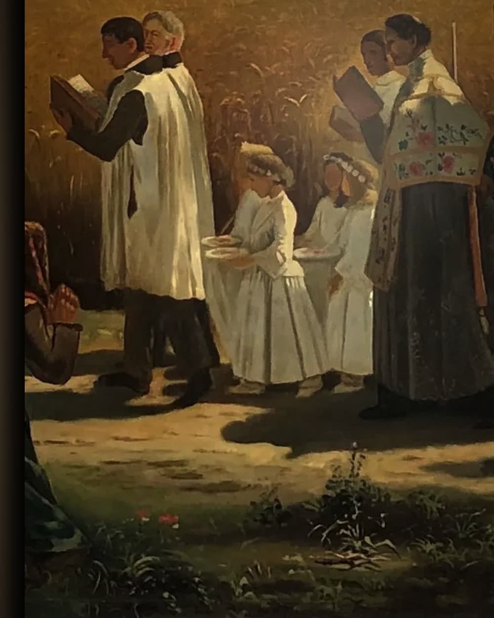 Materiaal en afwerking van Zegening van het koren in Artois in het wisselframe