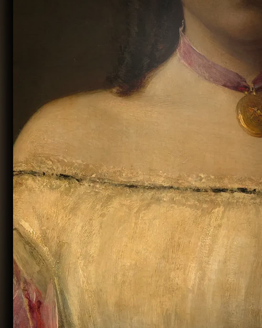 Materiaal en afwerking van Mejuffrouw de Fitz-James in het wisselframe