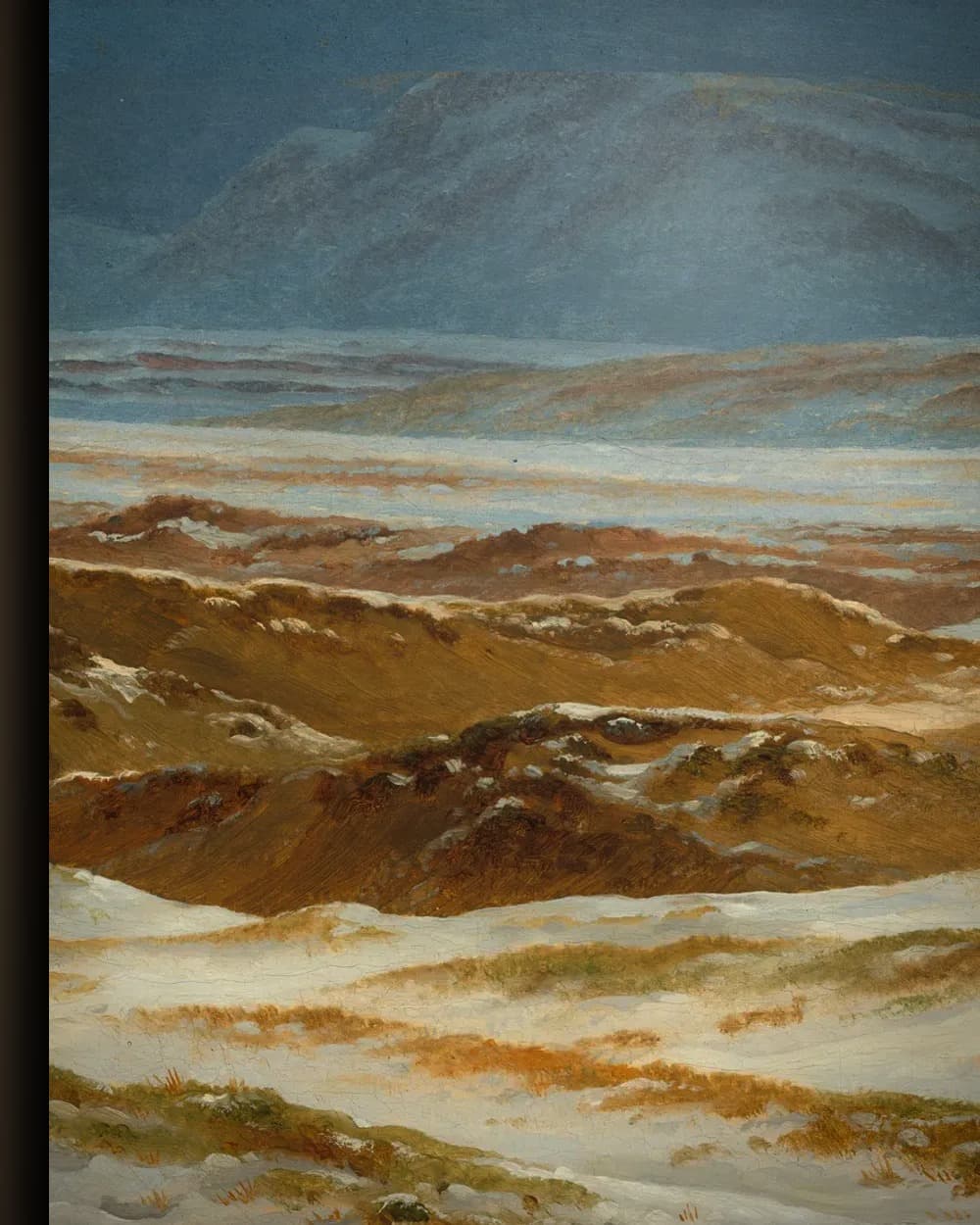 Materiaal en afwerking van Winterlandschap met wandelaars in het wisselframe