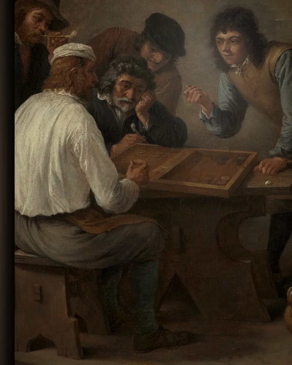 Materiaal en afwerking van Het backgammonspel in het wisselframe