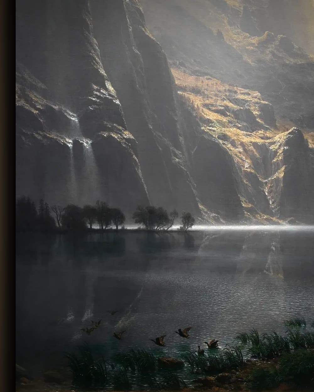Materiaal en afwerking van Among the Sierra Nevada, California (1868) in het wisselframe