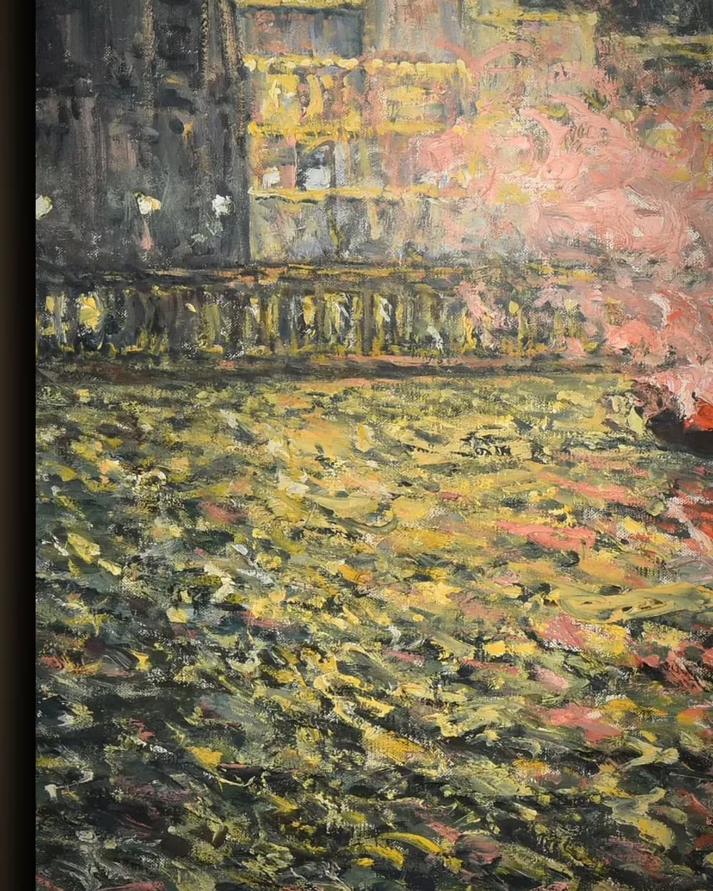 Materiaal en afwerking van Verlichte stad aan de rivier in het wisselframe