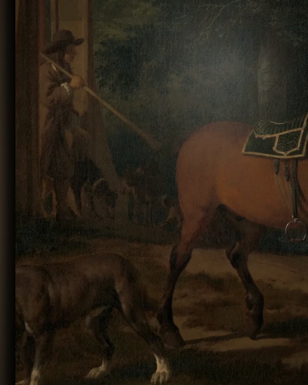 Materiaal en afwerking van Het jachtgezelschap in het wisselframe