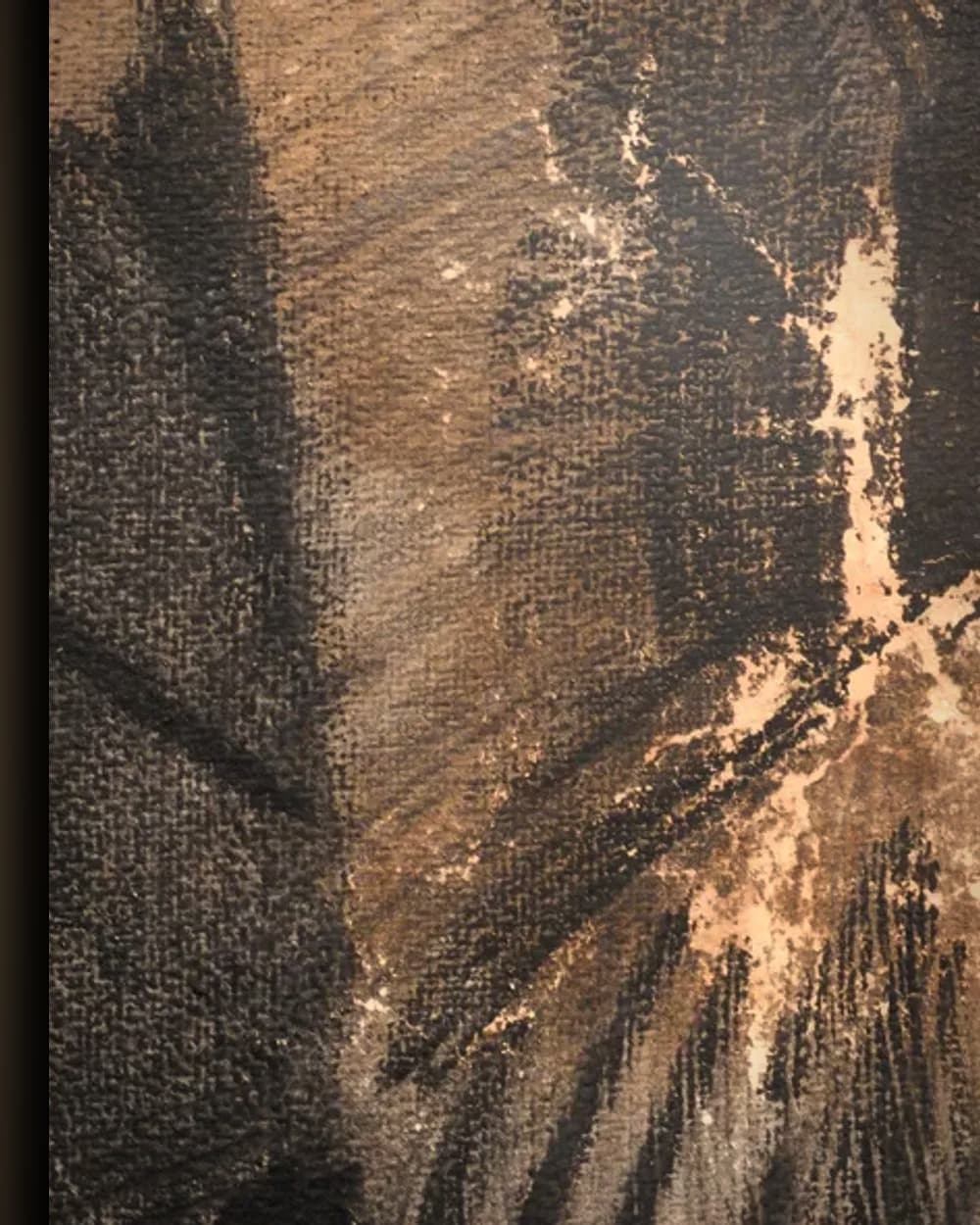 Materiaal en afwerking van Treurende oude man in het wisselframe