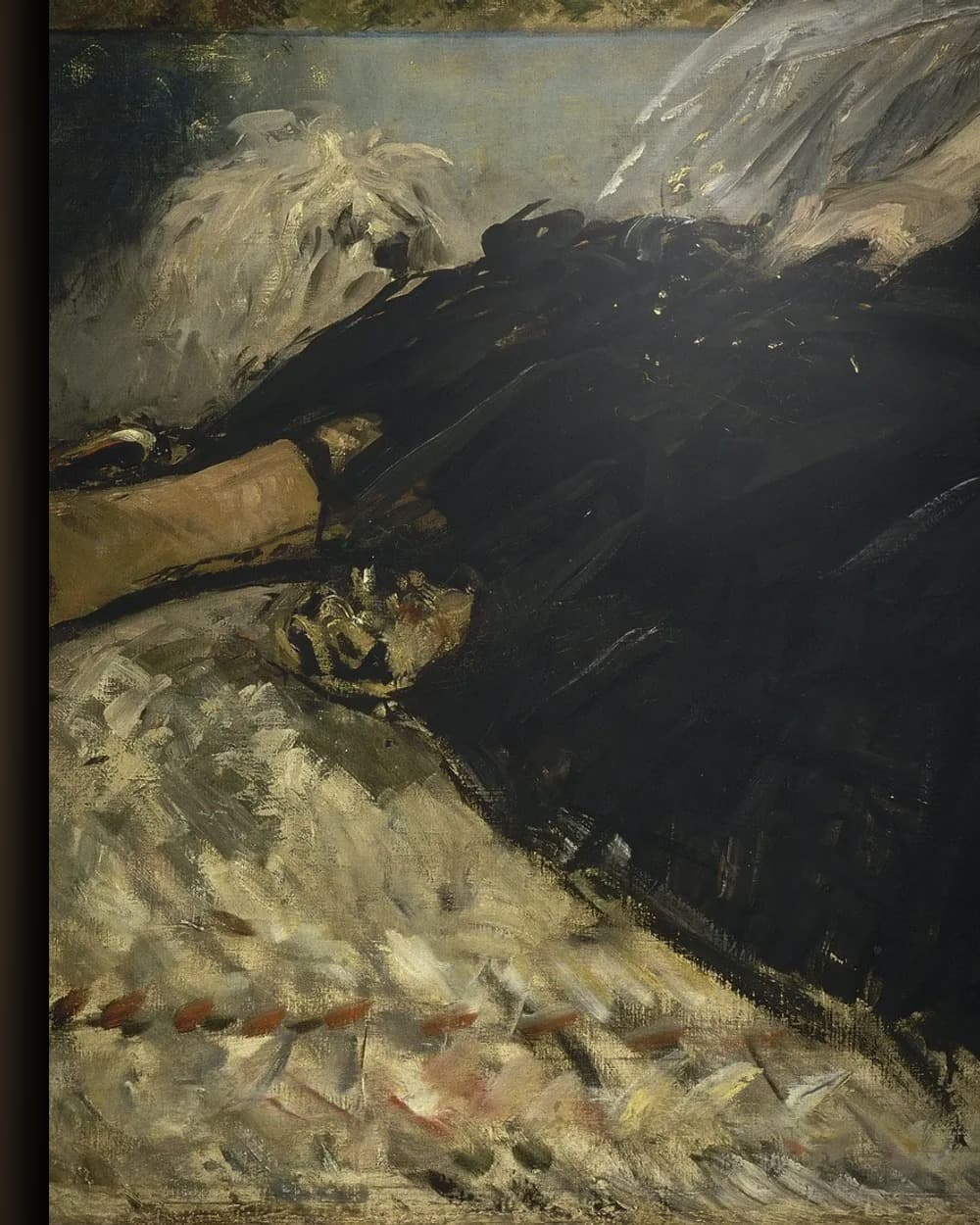 Materiaal en afwerking van De dame met de waaiers in het wisselframe