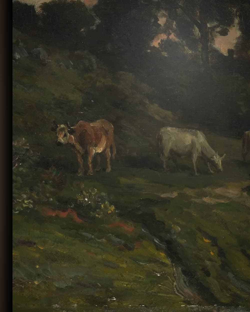 Materiaal en afwerking van Avondlandschap met grazende koeien in het wisselframe