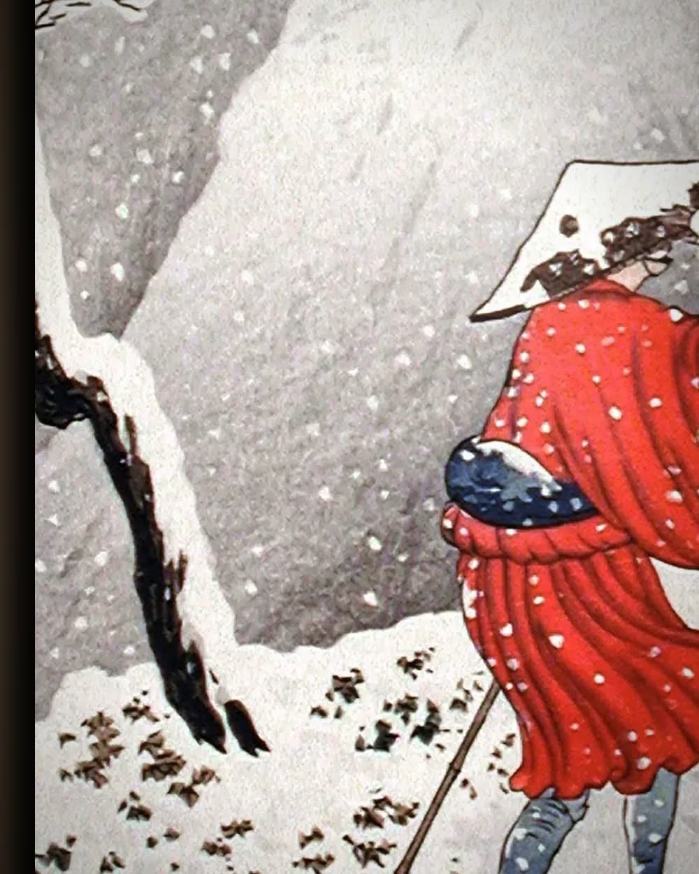 Materiaal en afwerking van Sneeuwavond op een bergpad in het wisselframe