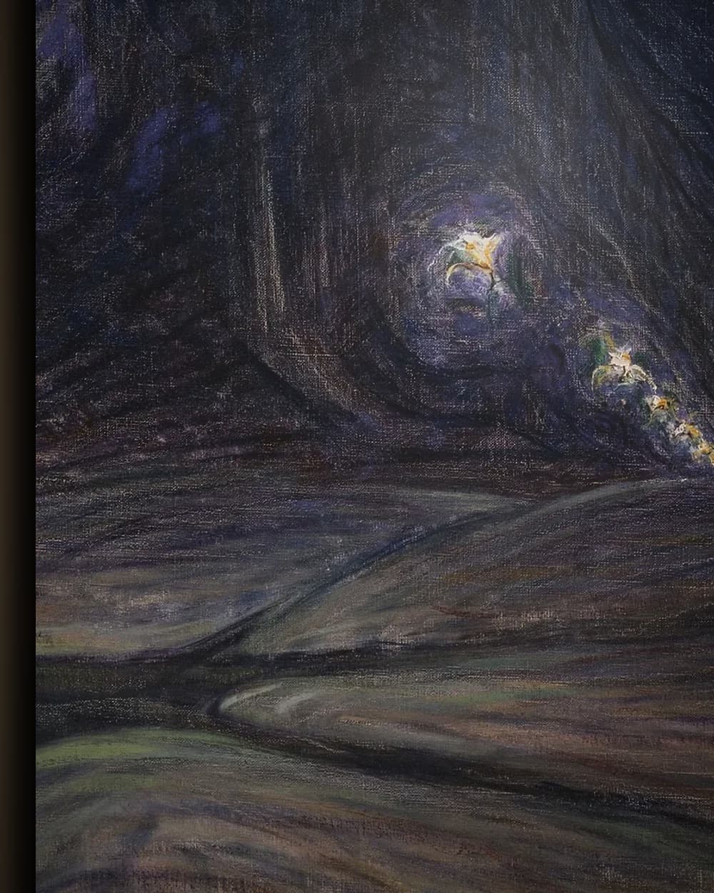 Materiaal en afwerking van Hornsgatan bij nacht (1902) in het wisselframe