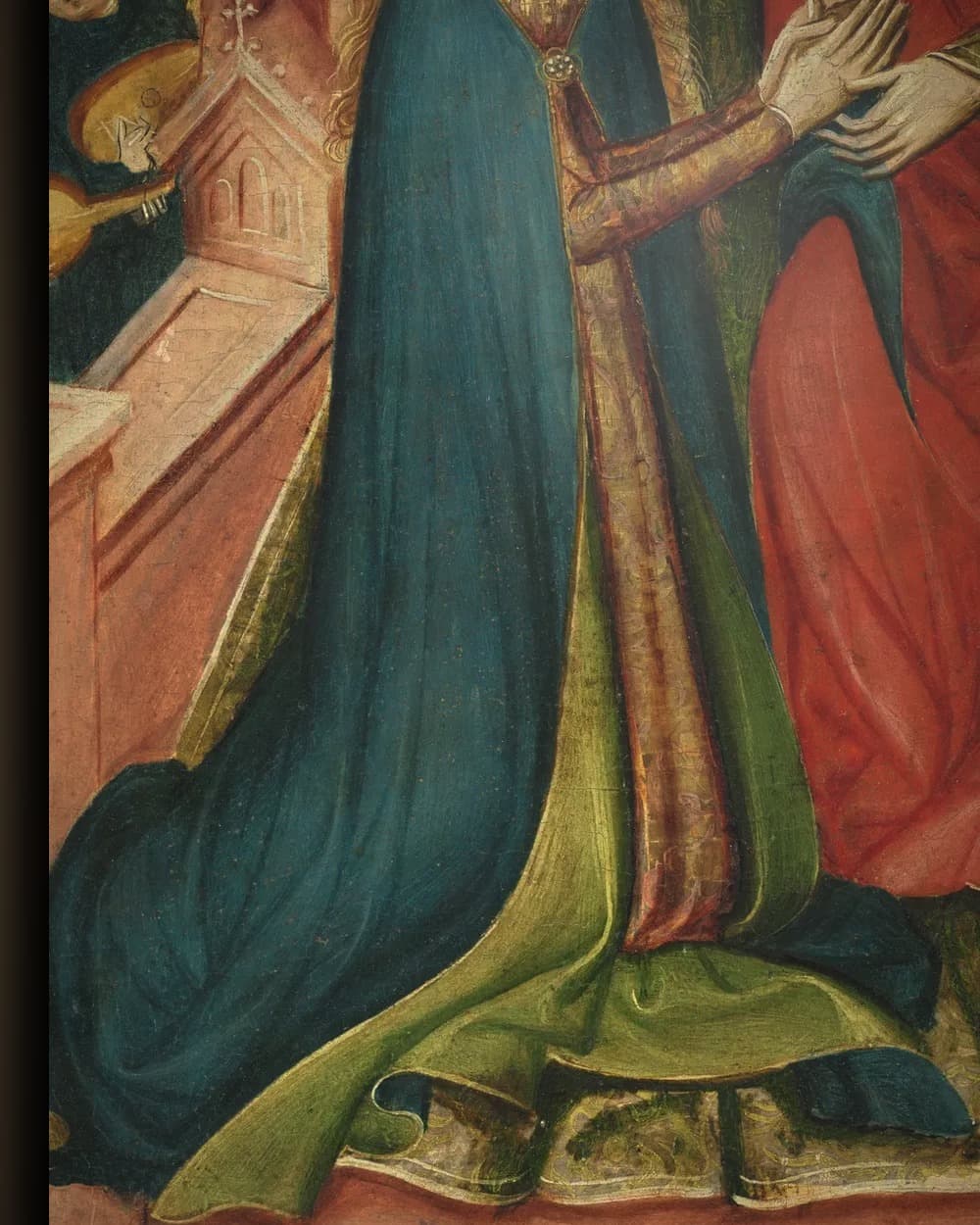 Materiaal en afwerking van De kroning van Maria in het wisselframe