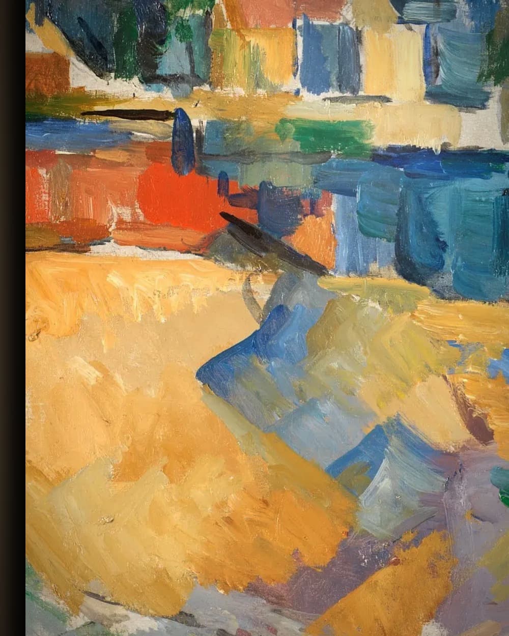 Materiaal en afwerking van Aan de oever van een rivier in het wisselframe