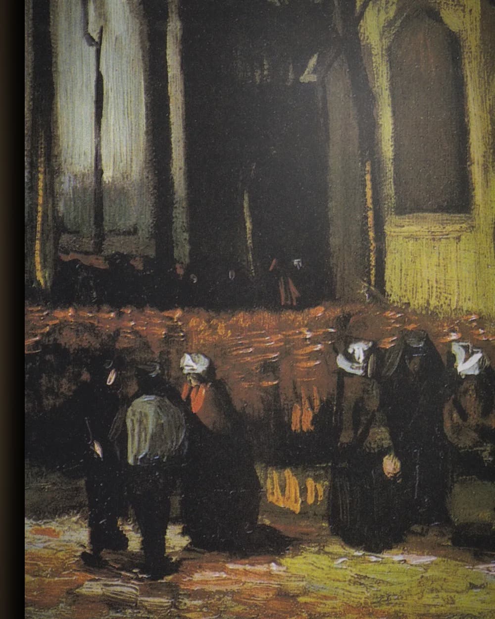 Materiaal en afwerking van Het uitgaan van de hervormde kerk te Nuenen in het wisselframe