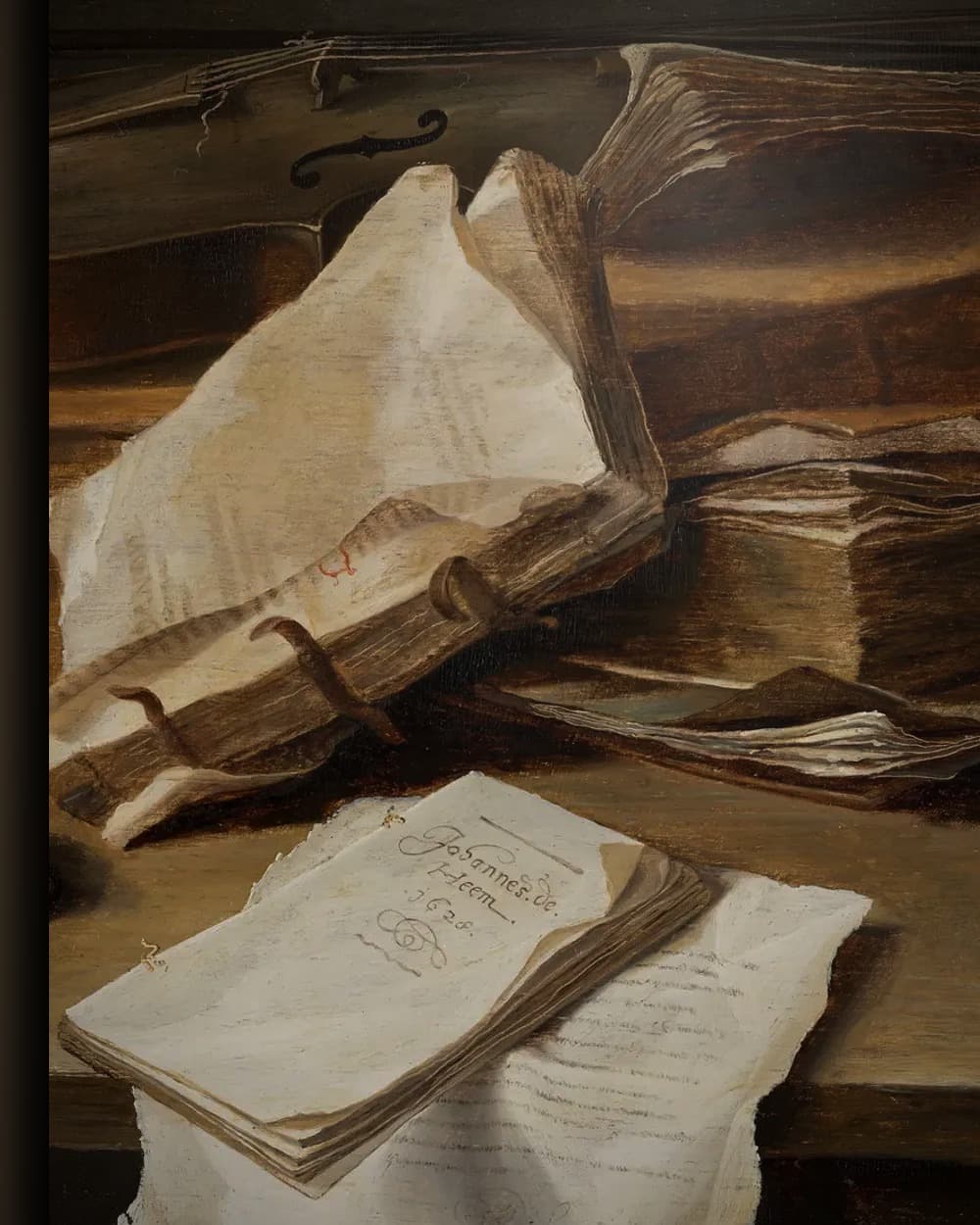 Materiaal en afwerking van Stilleven met boeken in het wisselframe