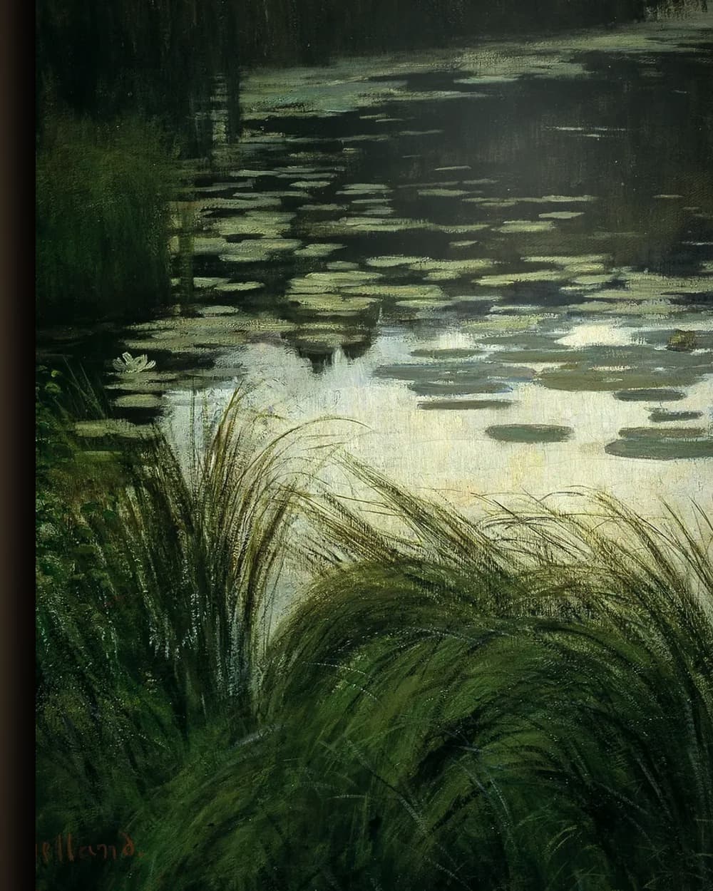 Materiaal en afwerking van Rustig meer met waterlelies in het wisselframe