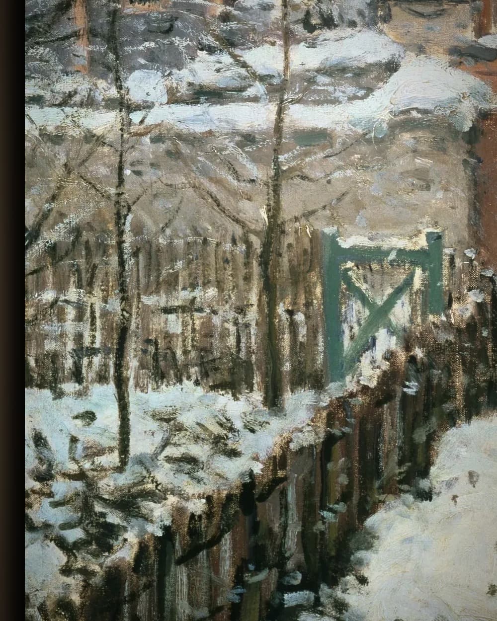 Materiaal en afwerking van Sneeuw in Louveciennes (1878) in het wisselframe