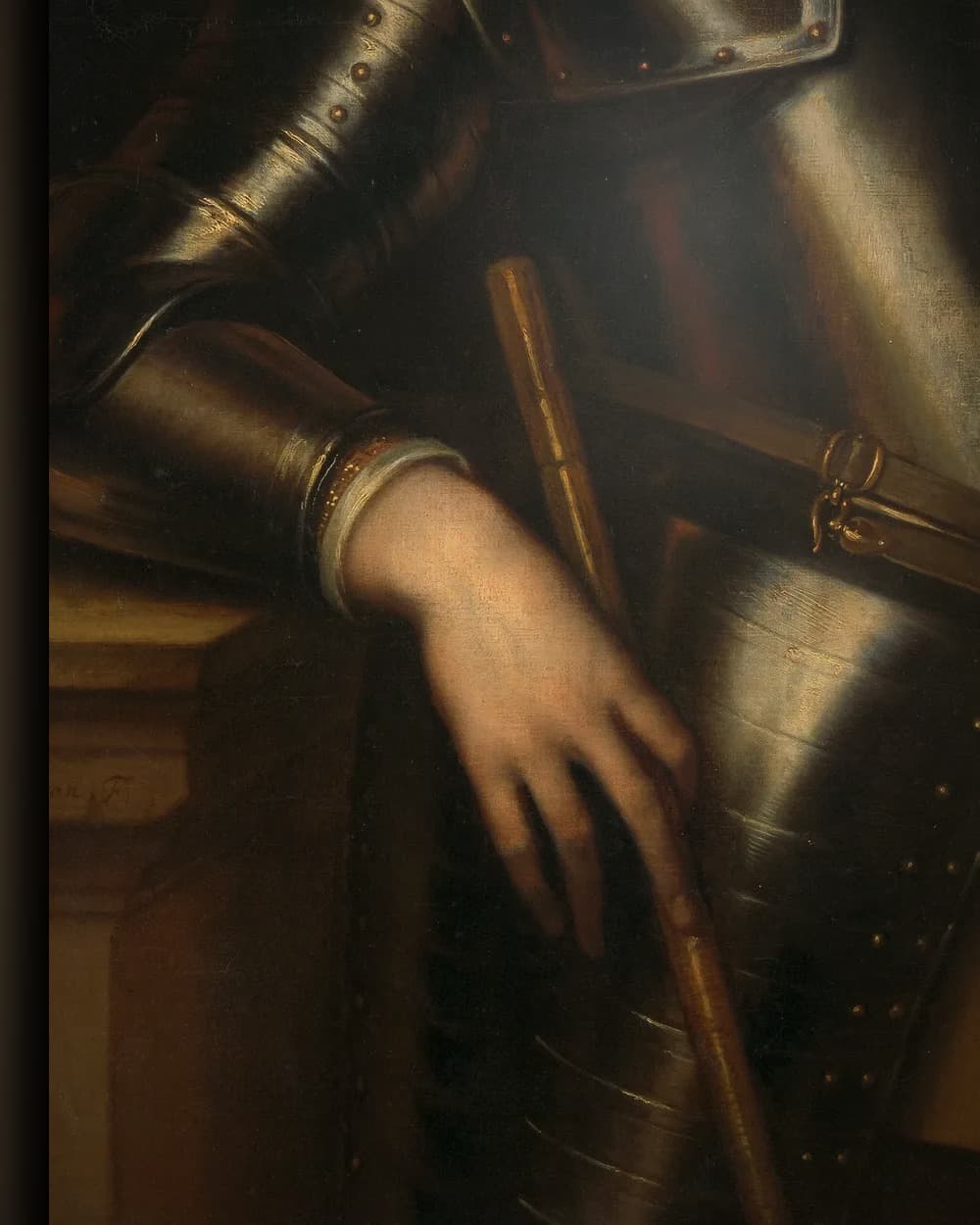 Materiaal en afwerking van Portret van Cornelis van Aerssen, heer van Sommelsdijk in het wisselframe