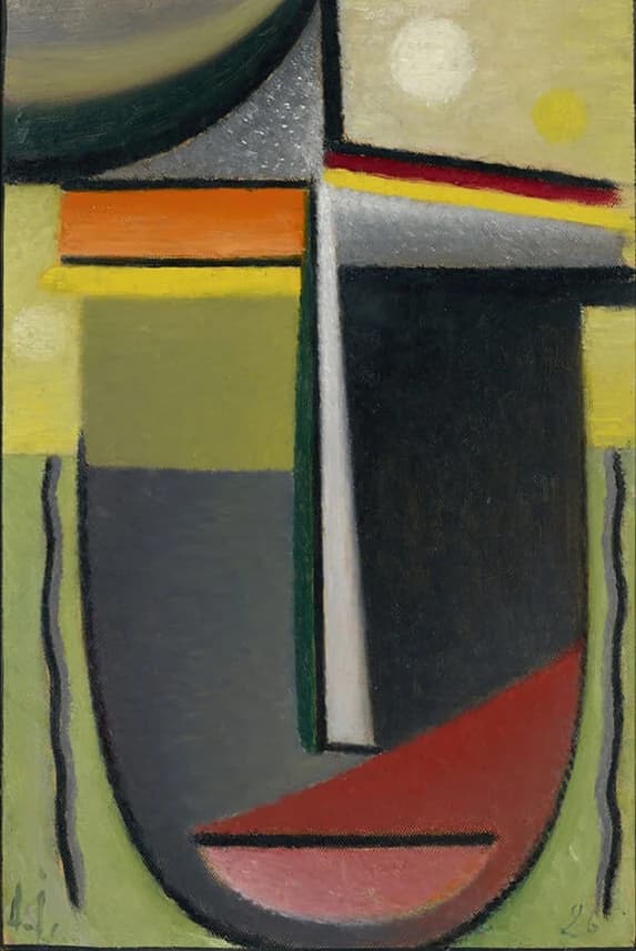 Abstract hoofd, innerlijk visioen groen-goud – Alexej von Jawlensky