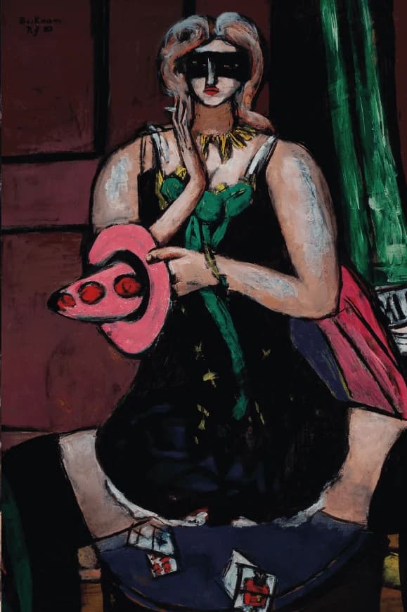 Carnavalsmasker, groen, violet en roze – Max Beckmann