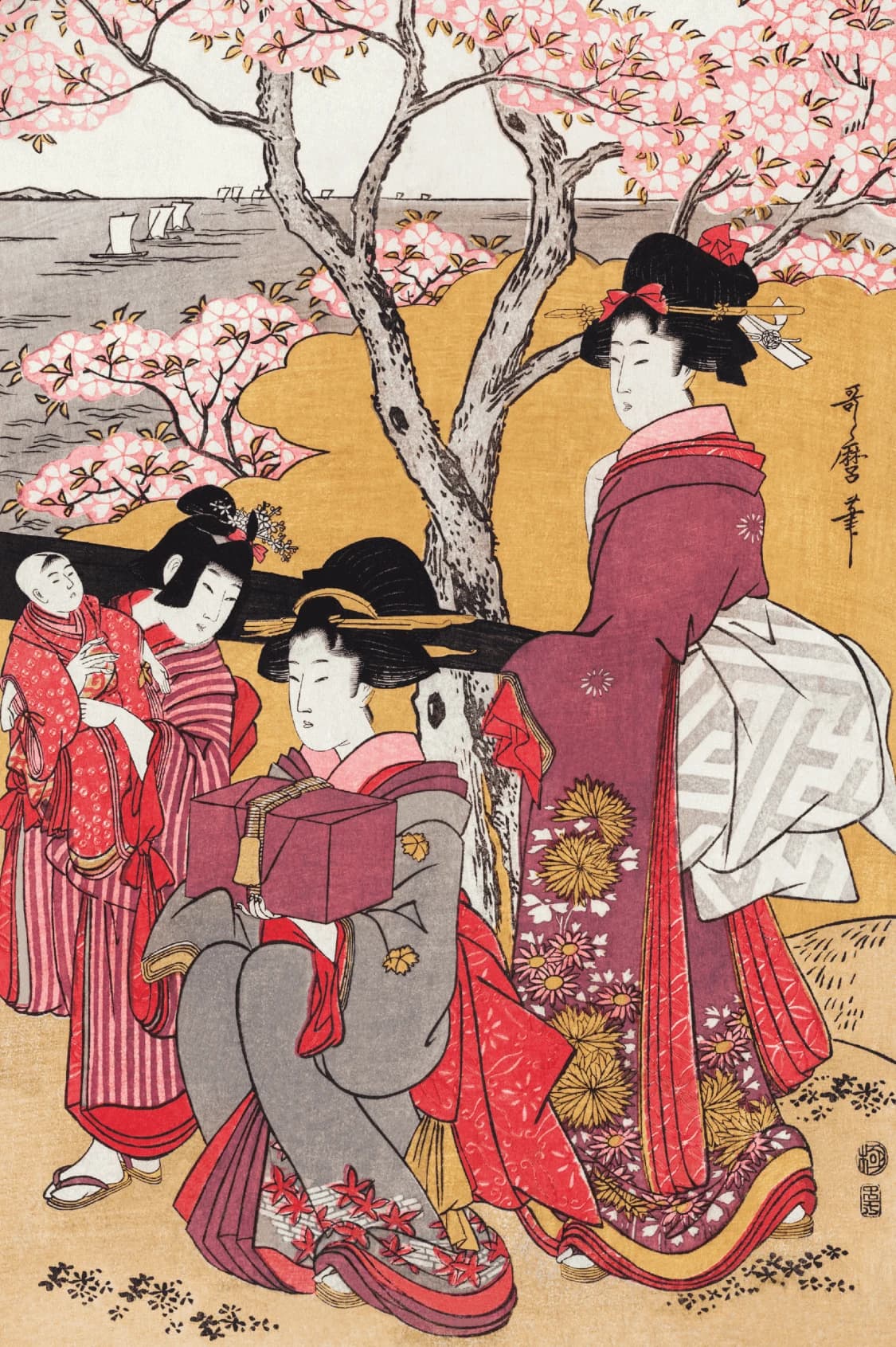 Fluisteringen van de Lente: Elegantie onder de Sakura – Katsushika Hokusai