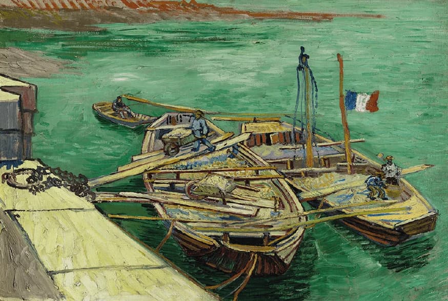 Kade met mannen die zandaken lossen – Vincent van Gogh