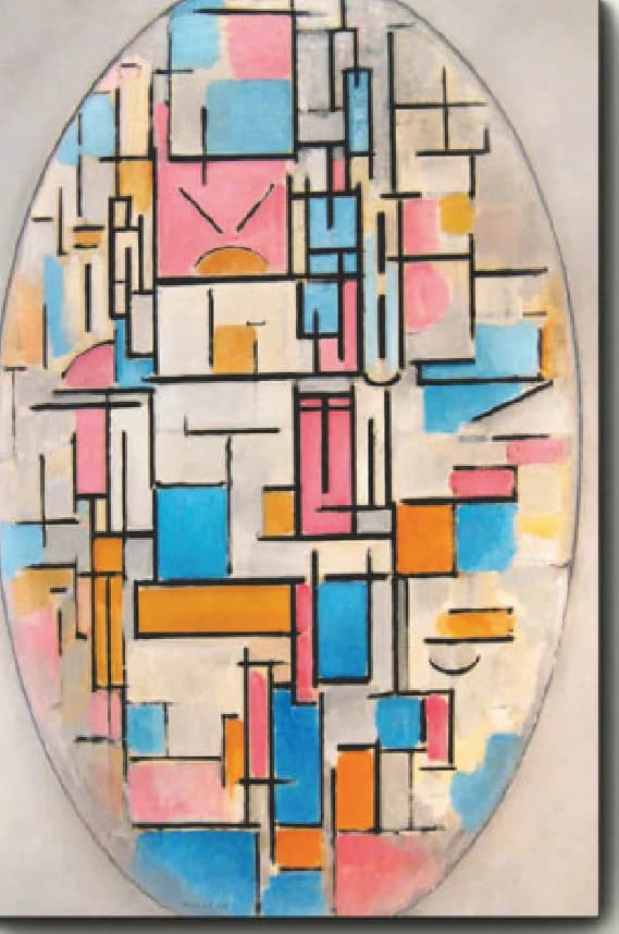 Piet Mondriaan's Compositie in Ovaal met Kleurvlakken 1 – Piet Mondrian