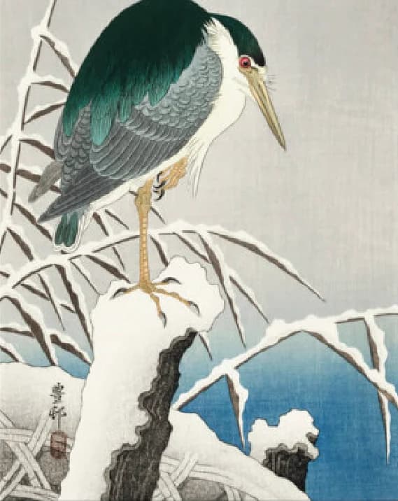Reiger in de sneeuw – Ohara Koson