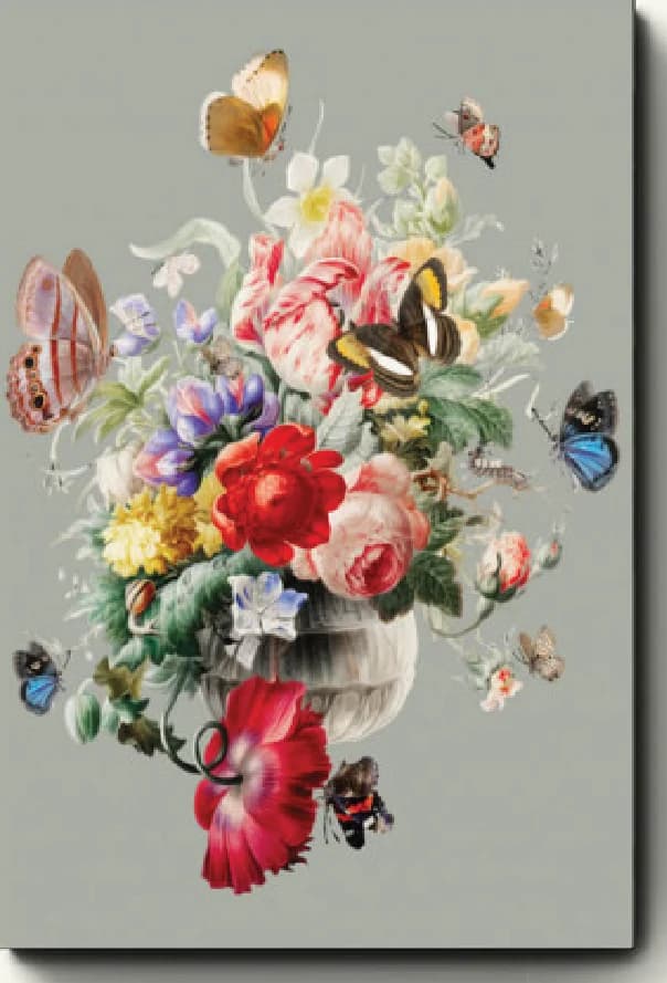 Stilleven met bloemen en vlinders