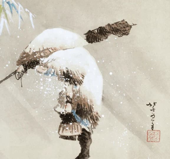 Visser in de Sneeuw – Katsushika Hokusai