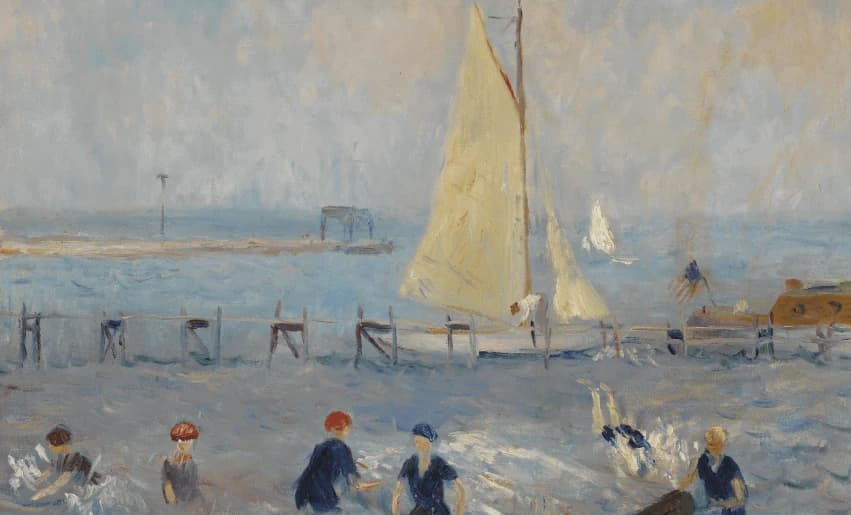 Zeegezicht met zes zwemmers, Bellport – William Glackens