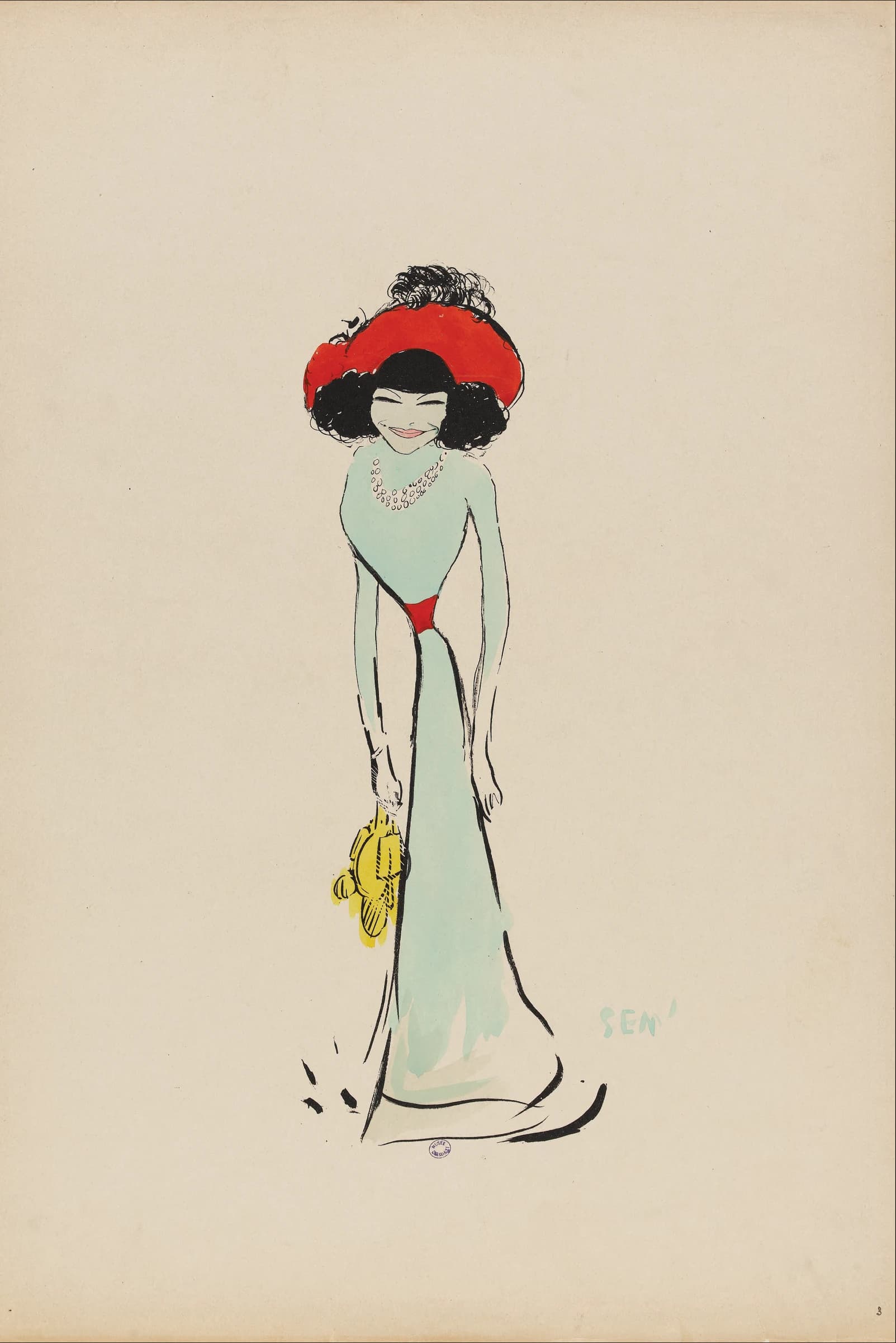 "Album "le Turf" par Sem; Polaire". Lithographie couleur.