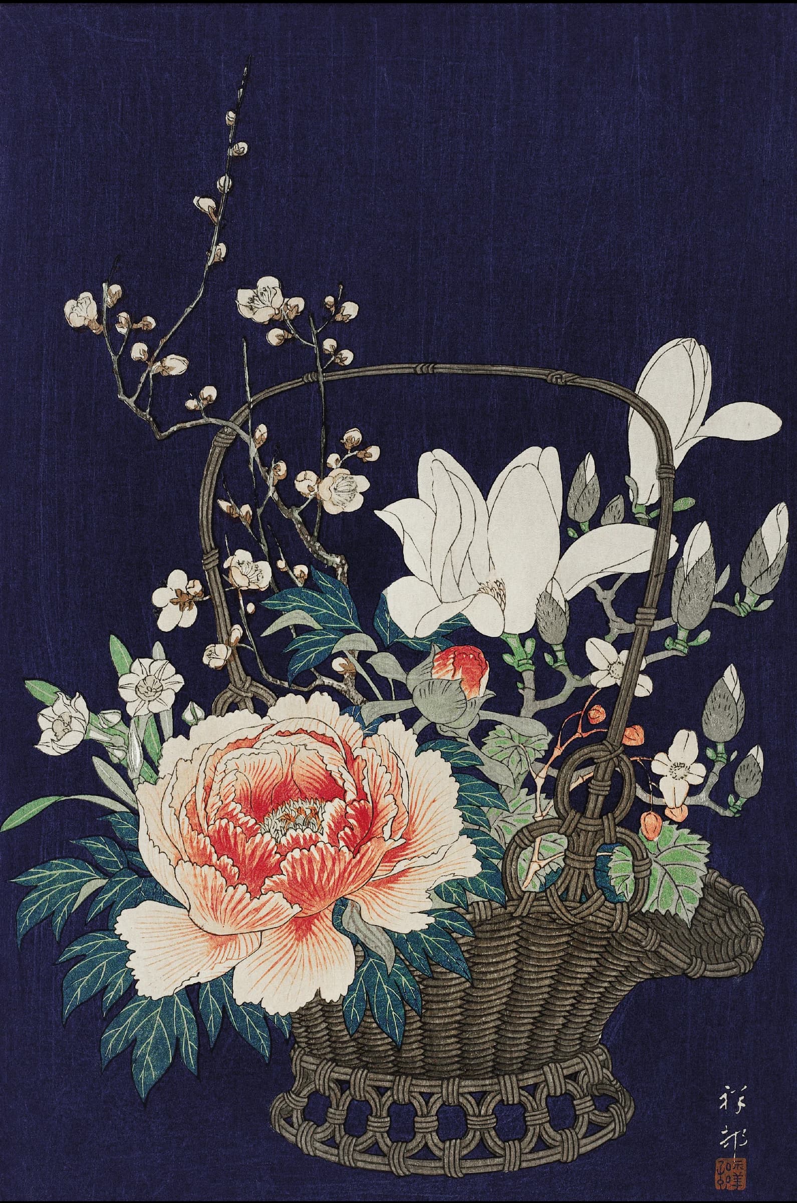 Bamboo bloemenmand – Ohara Koson