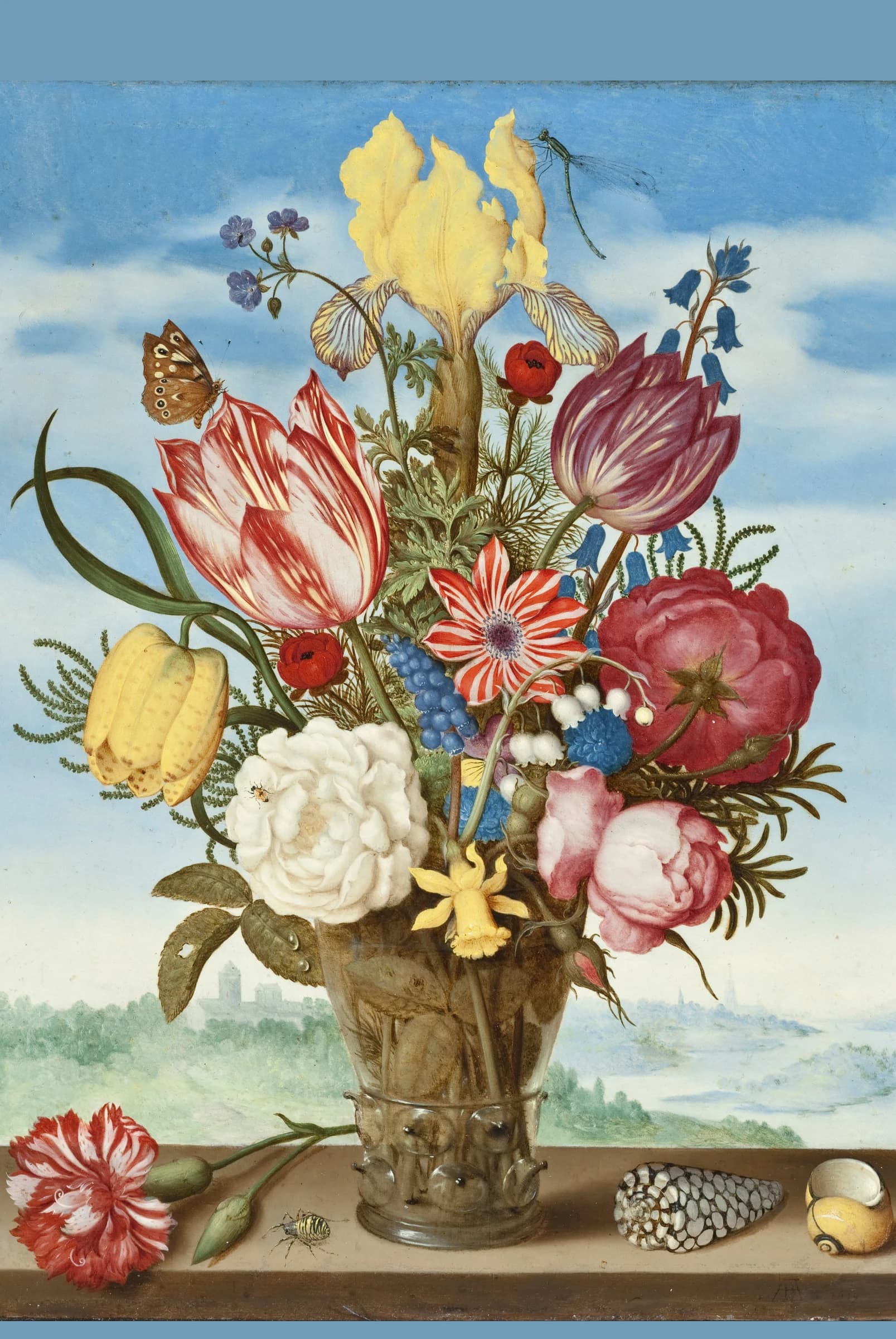 Boeket bloemen op een richel – Ambrosius Bosschaert