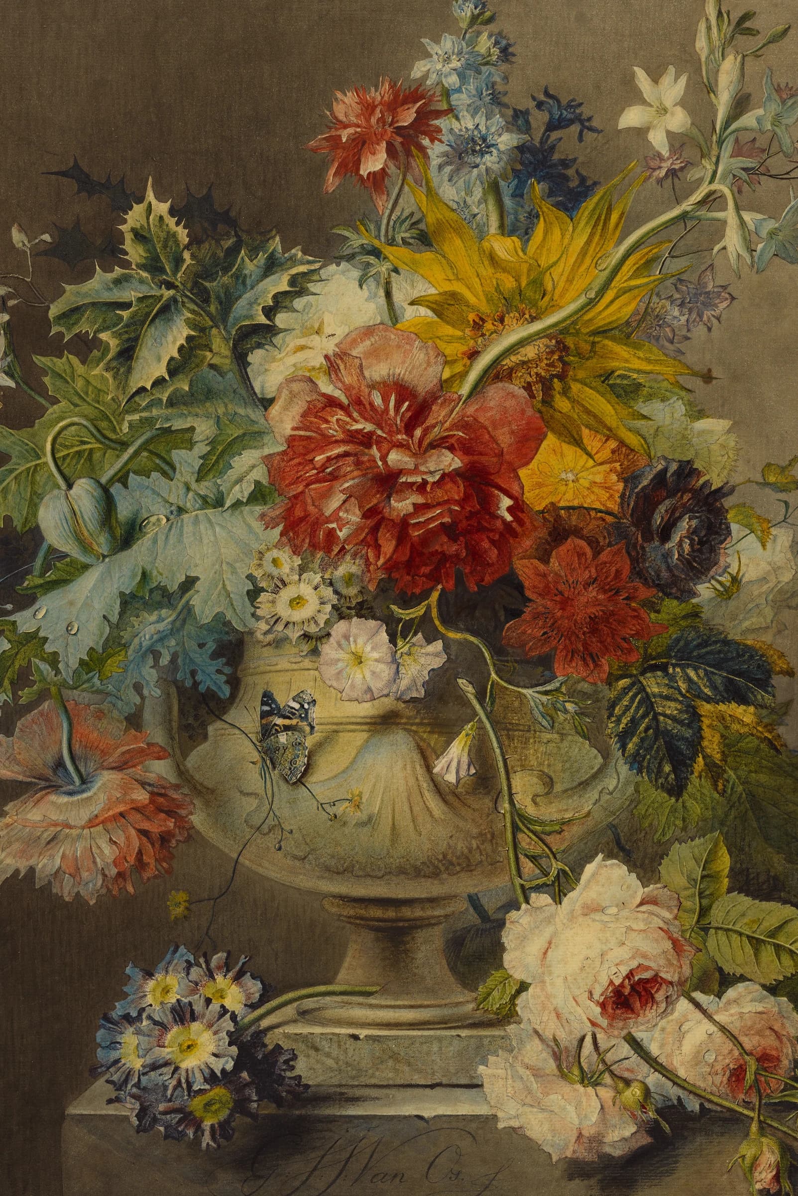 Boeket van bloemen in een vaas – Georgius Jacobus Johannes van Os