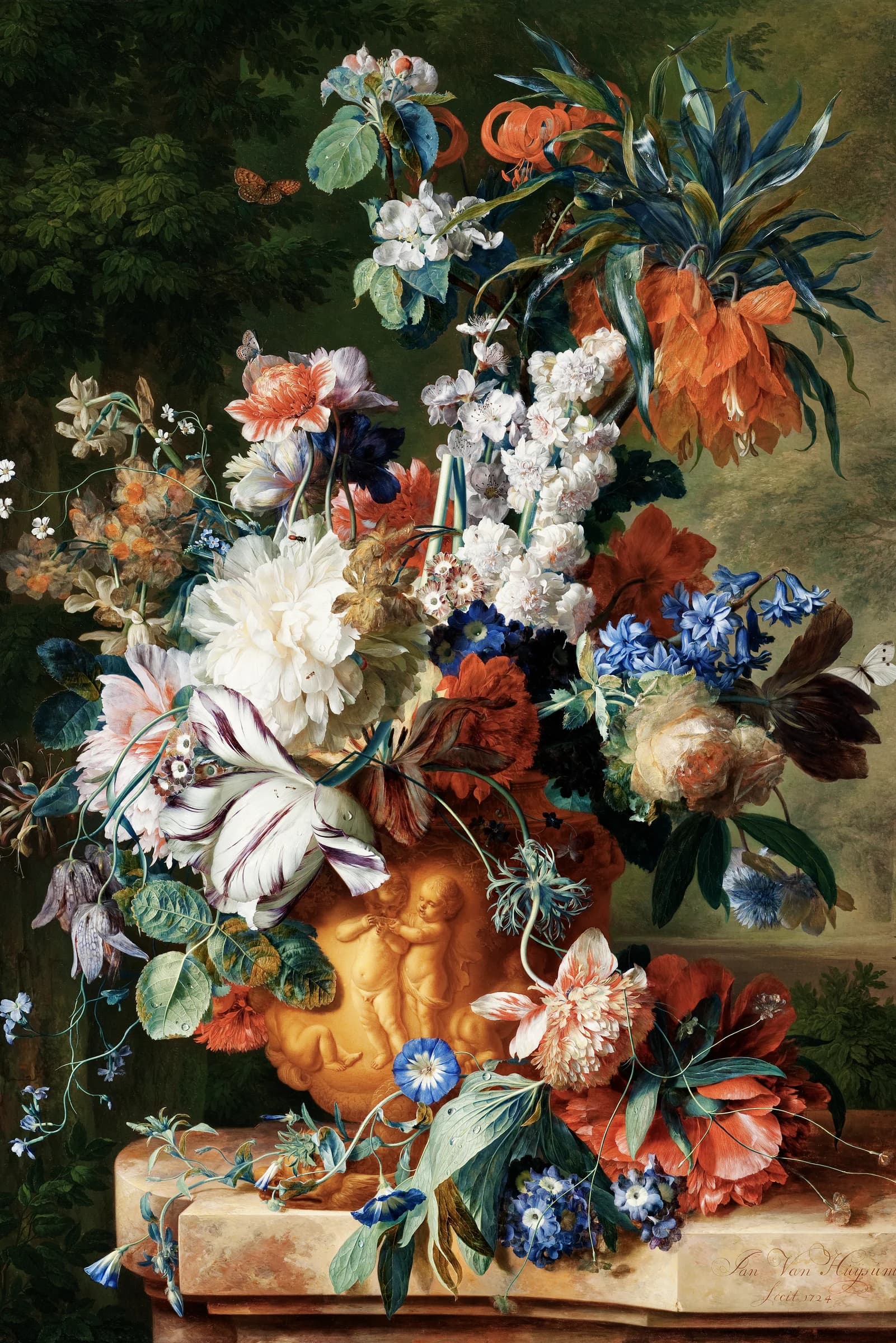 Boeket van Bloemen in urn – Jan van Huysum