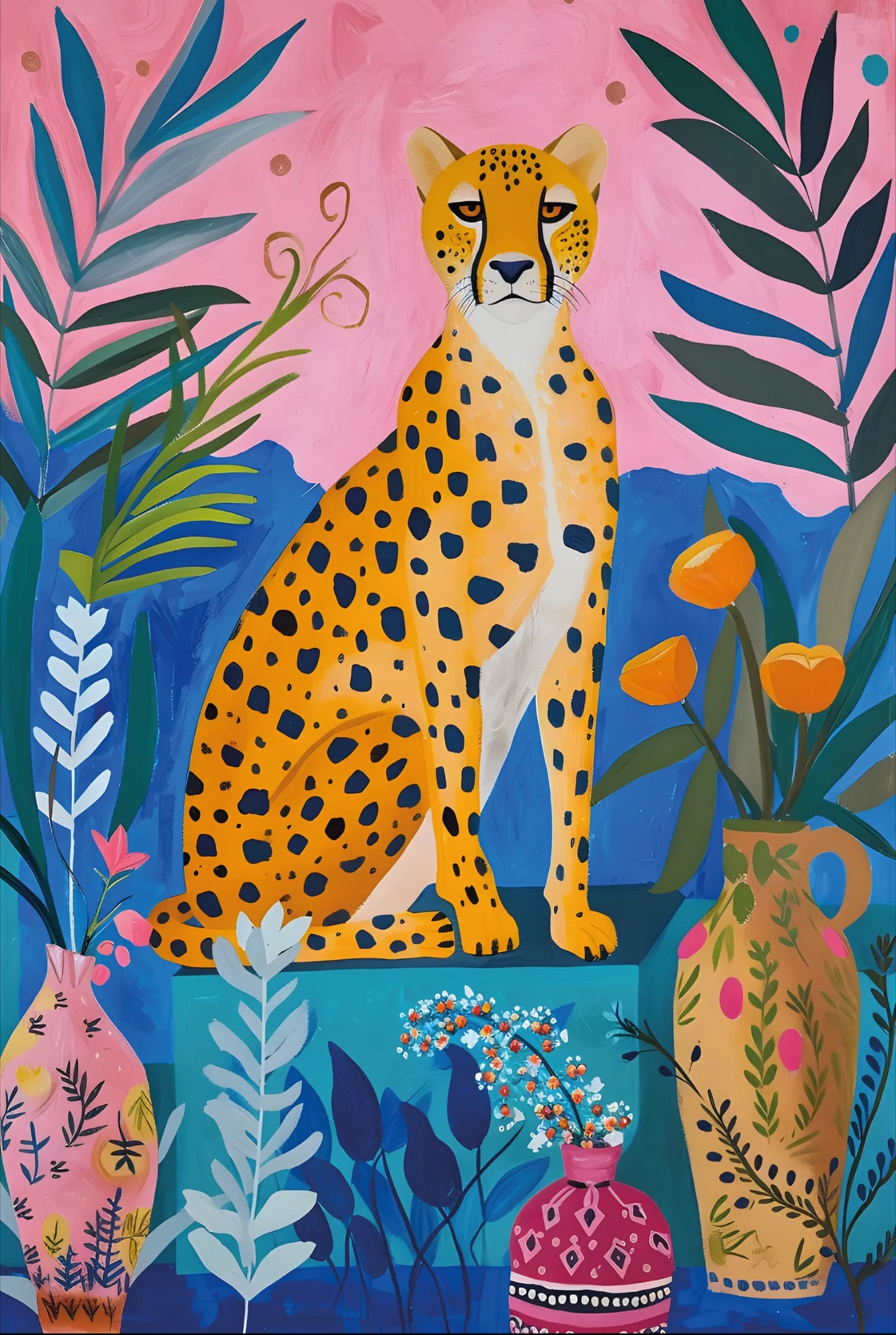 Cheetah en Botanische Schoonheid