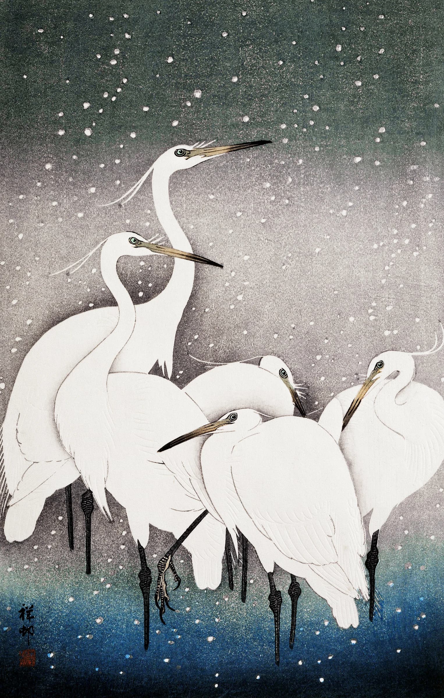Group of Ergets – Ohara Koson