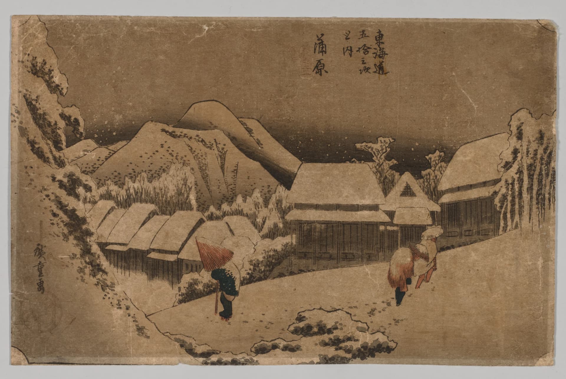 Kanbara: avondsneeuw – Utagawa Hiroshige