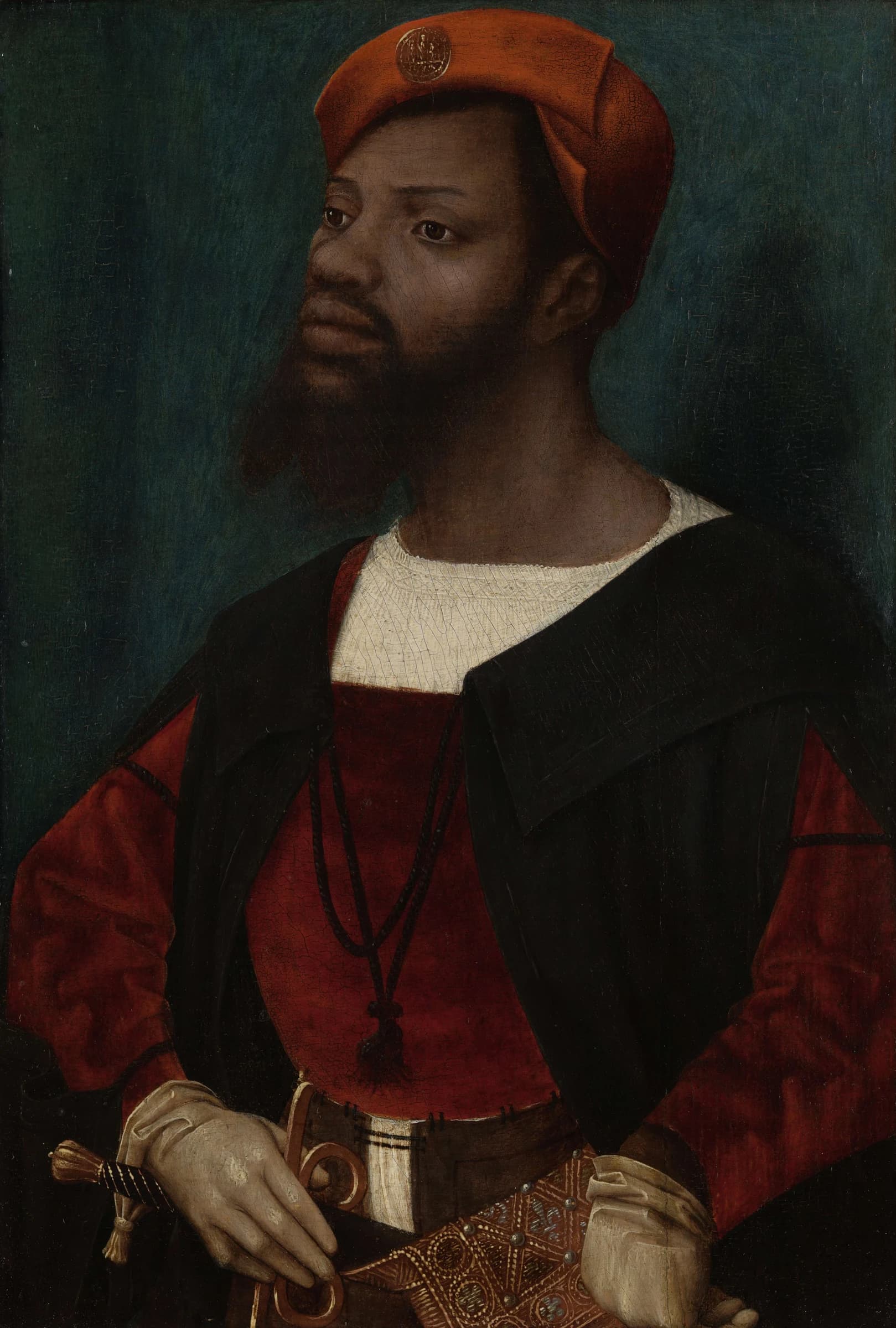 Nederlands: Afrikaanse man in Europese kledij – Jan Mostaert