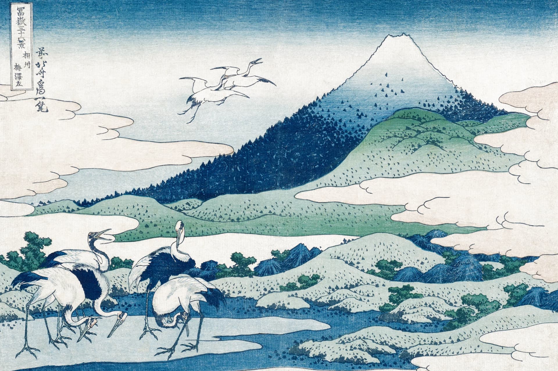 Umezawa reigers in de Provincie Sagami – Katsushika Hokusai