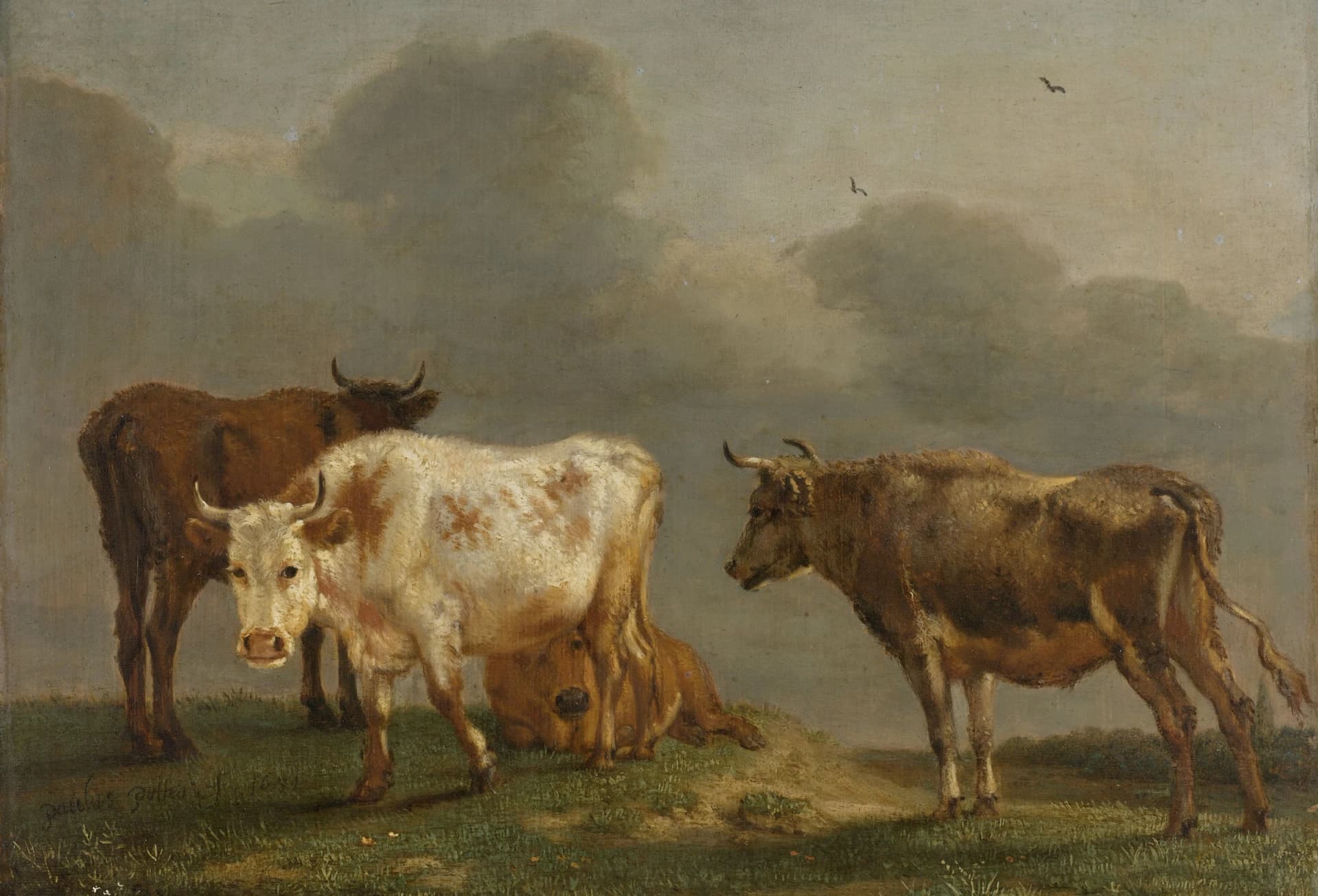 Vier jonge stieren in een weide – Paulus Potter