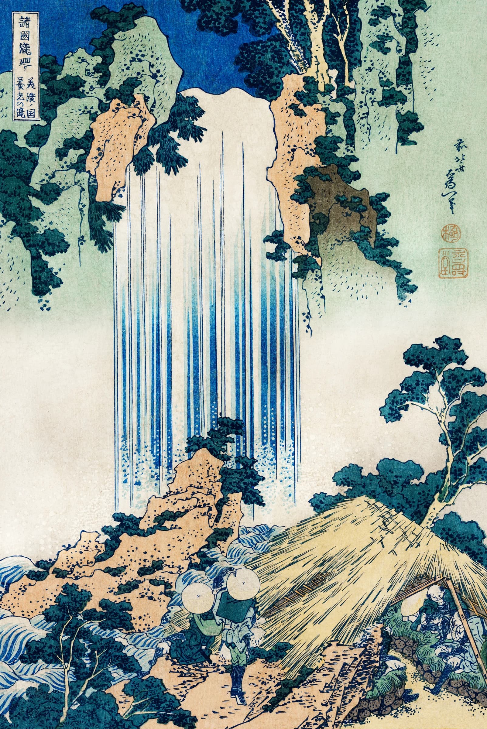 Waterval in de provincie Mino – Katsushika Hokusai