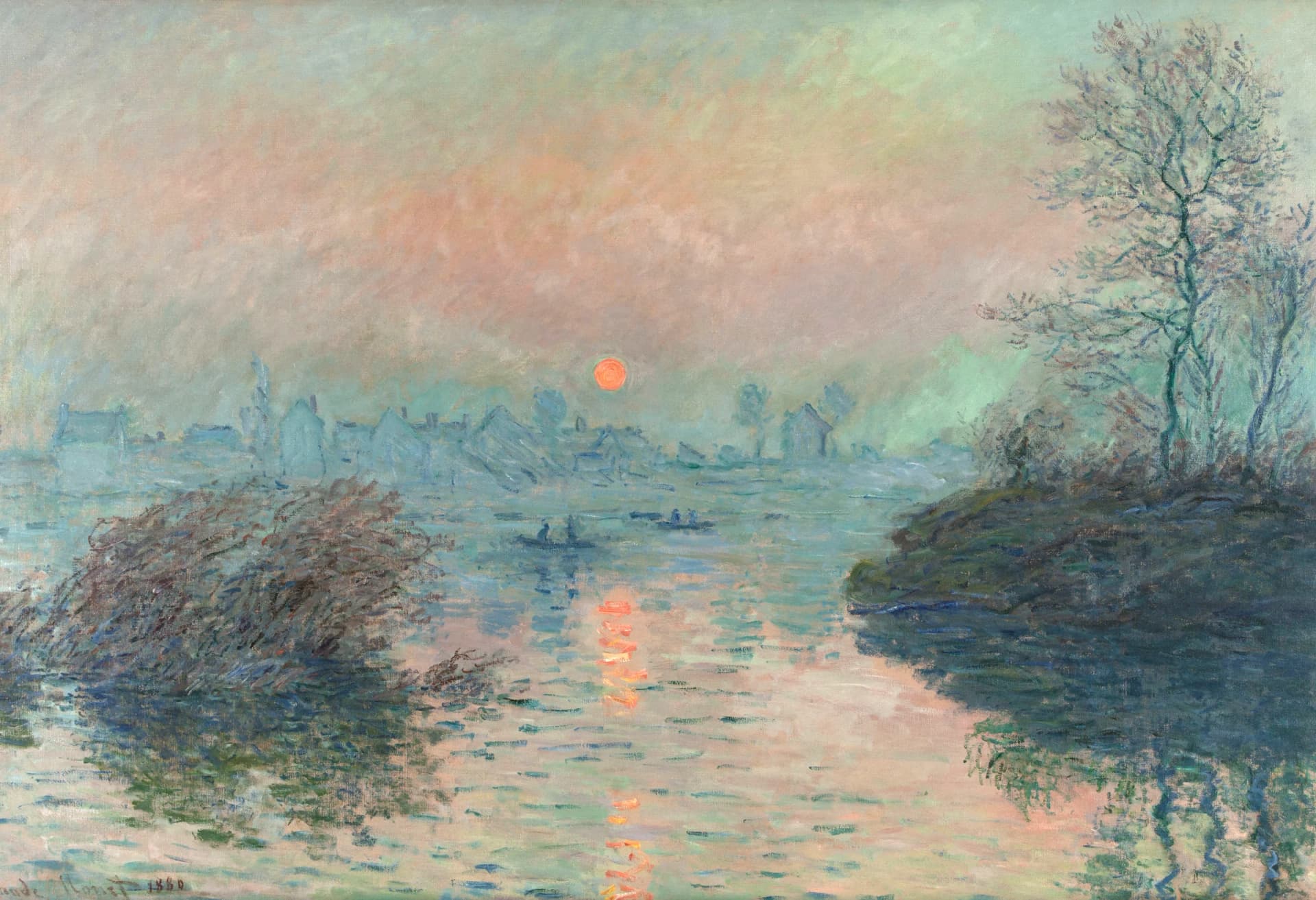 Zonsondergang op de Seine bij Lavacourt – Claude Monet