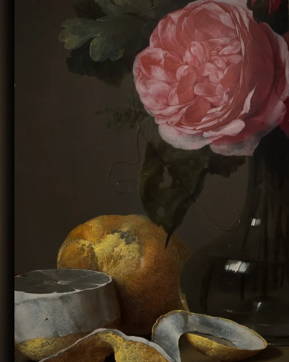 Materiaal en afwerking van Bloemenstilleven in een glazen vaas in het wisselframe