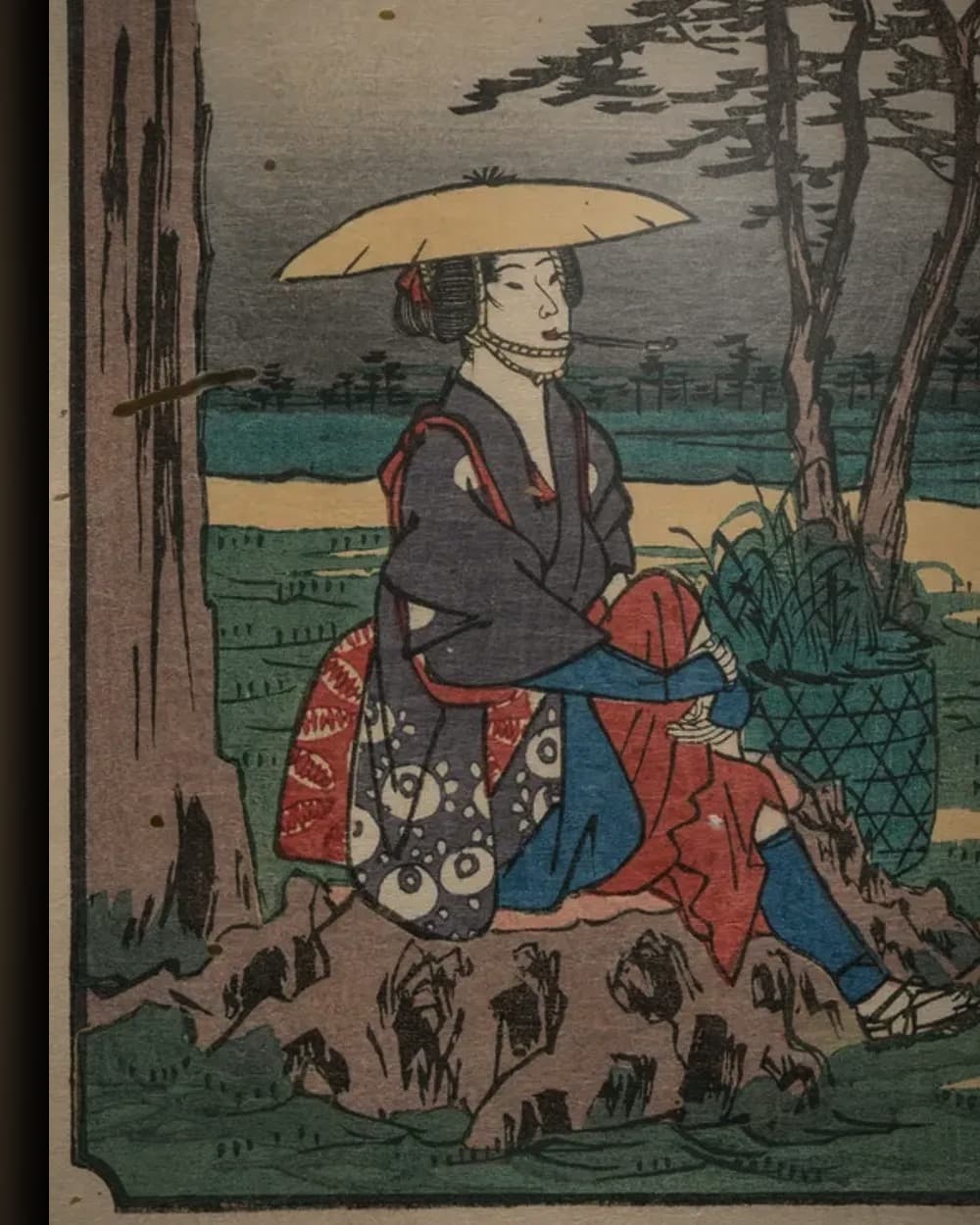 Materiaal en afwerking van Hara (De drieënvijftig stations van de Tōkaidō) in het wisselframe